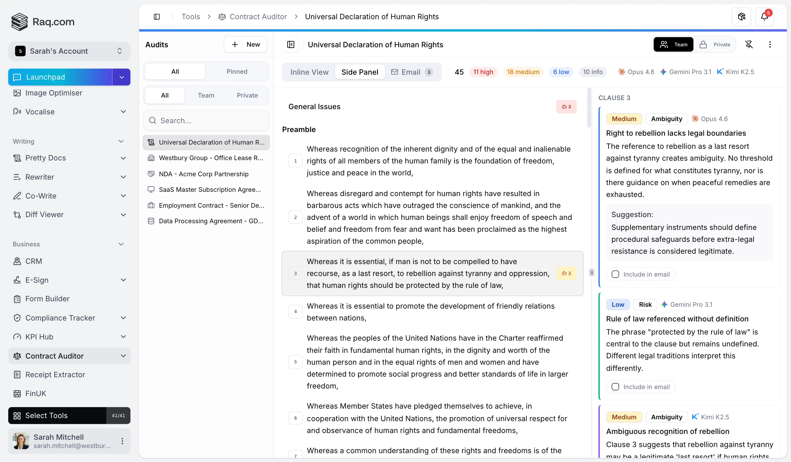 Contract Auditor interface