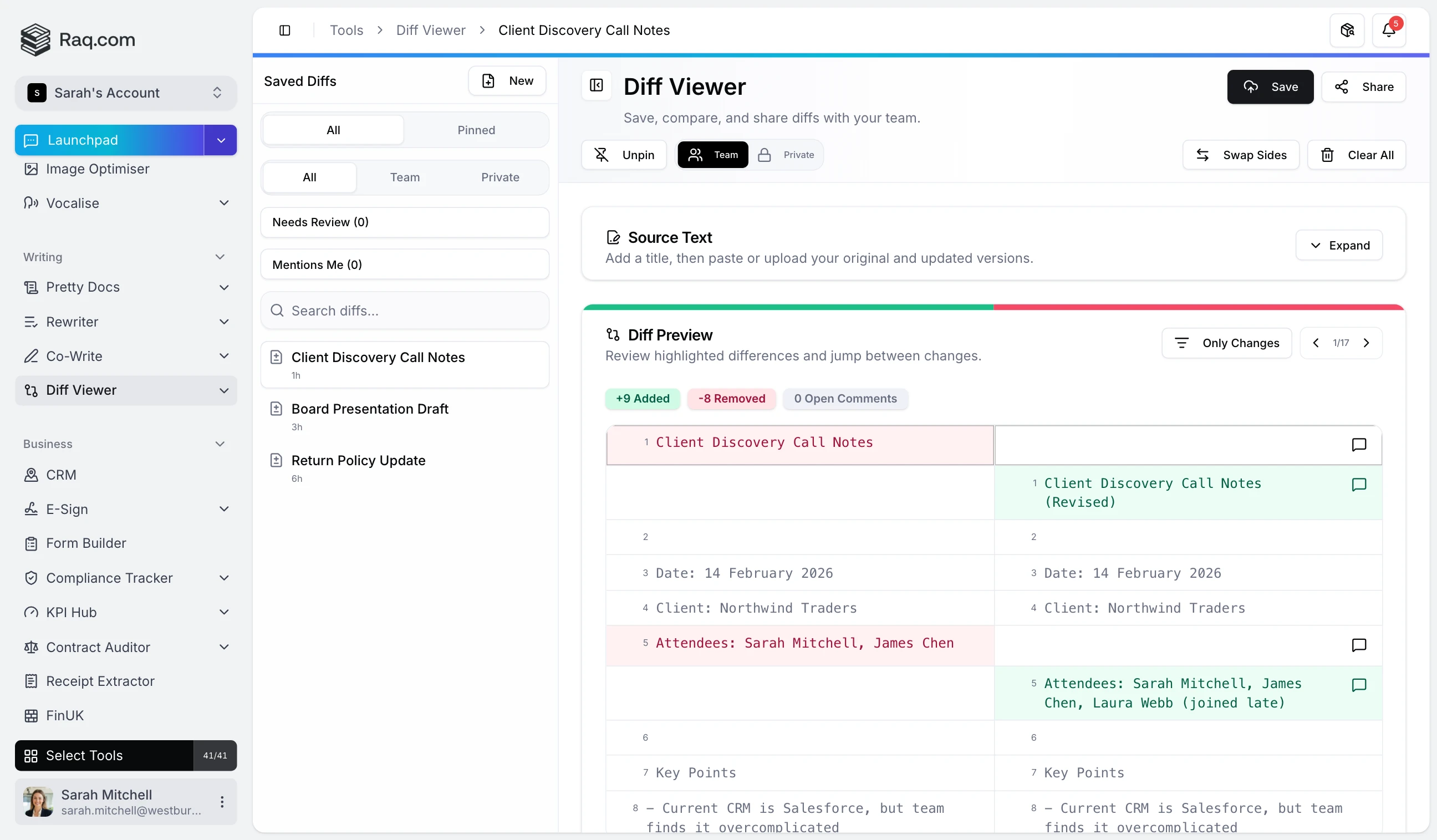 Diff Viewer interface