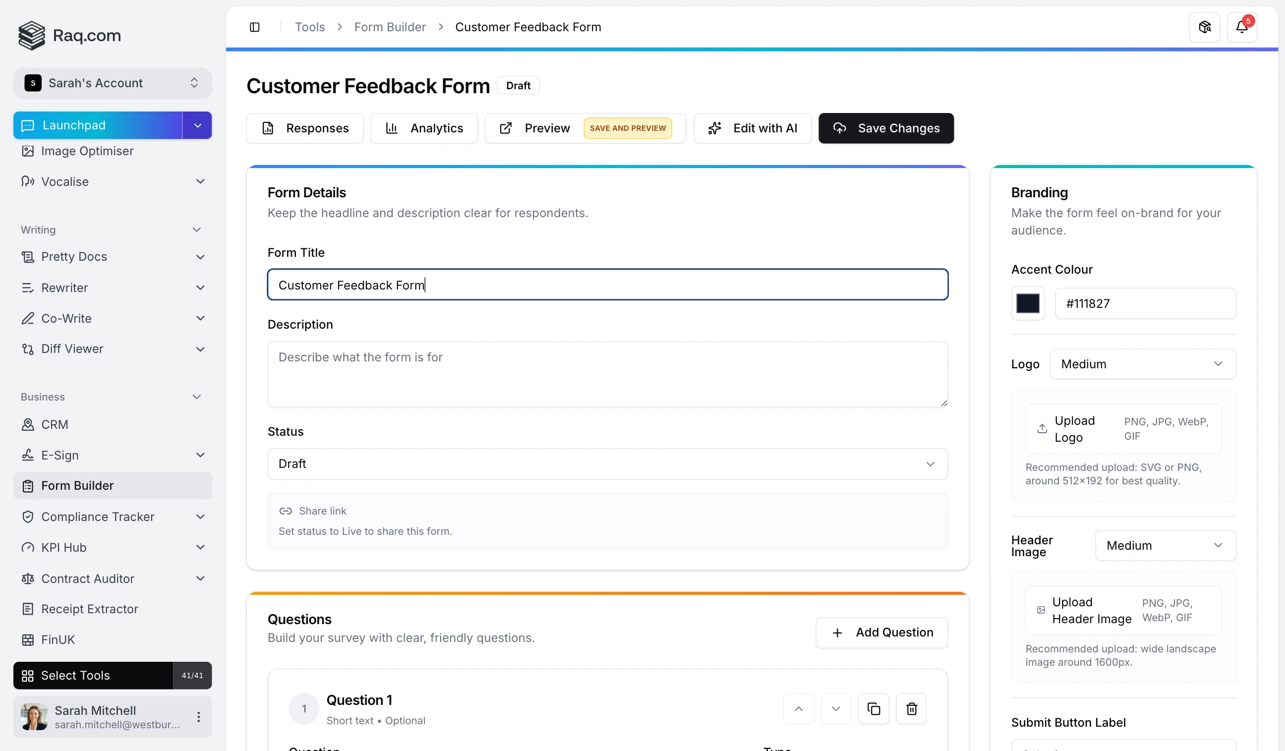 Form Builder interface