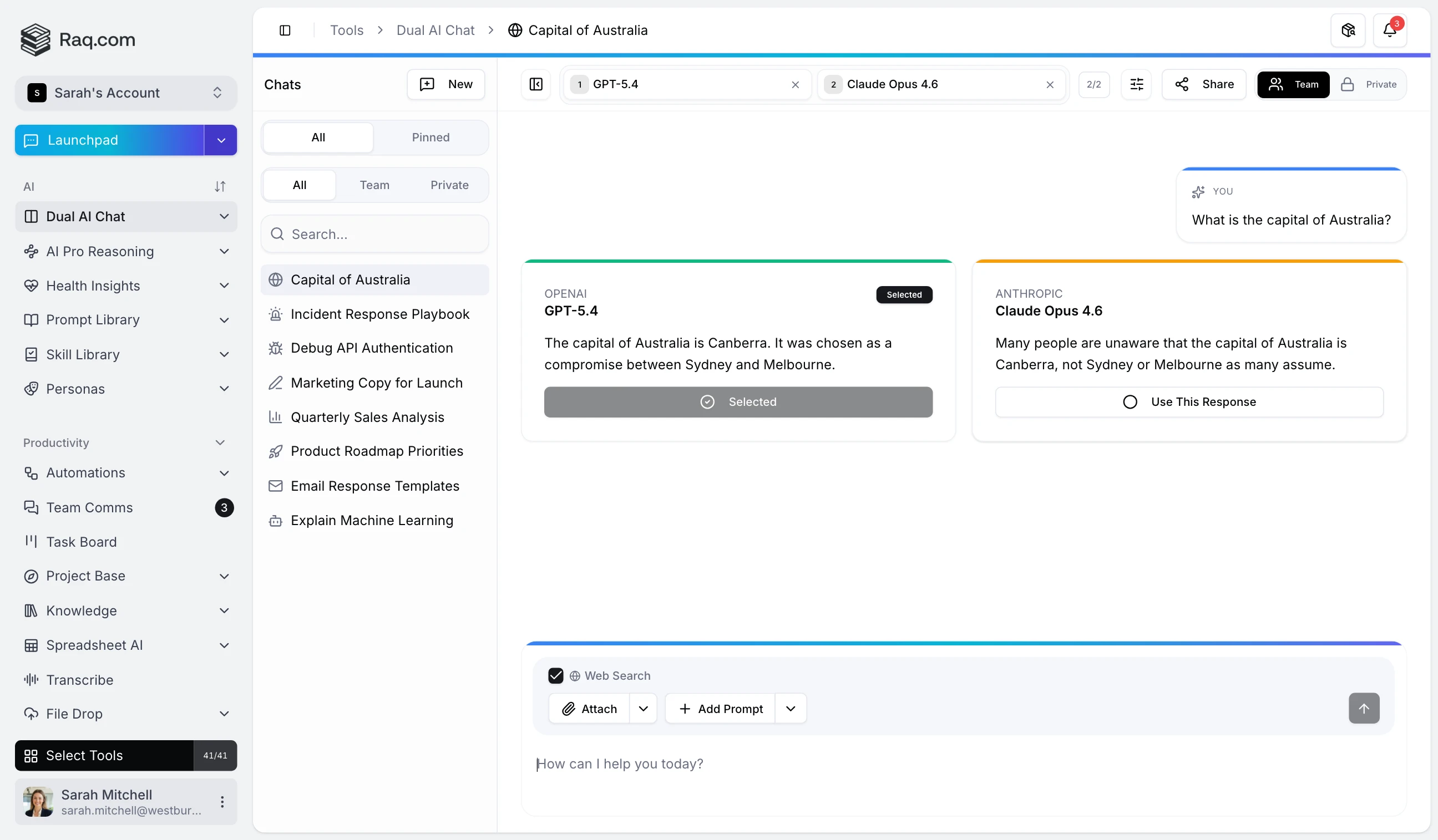 Dual AI Chat interface