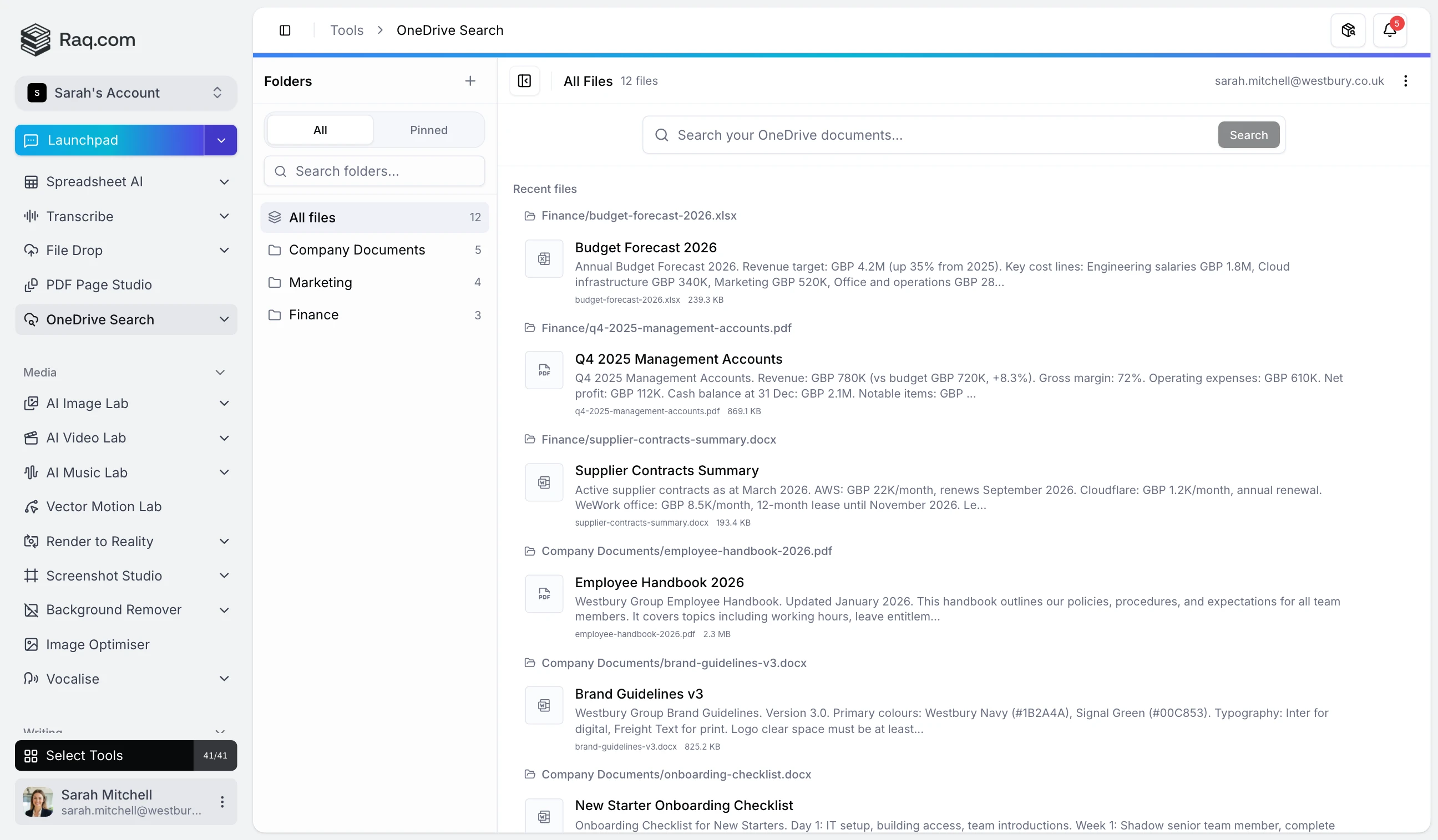 OneDrive Search interface