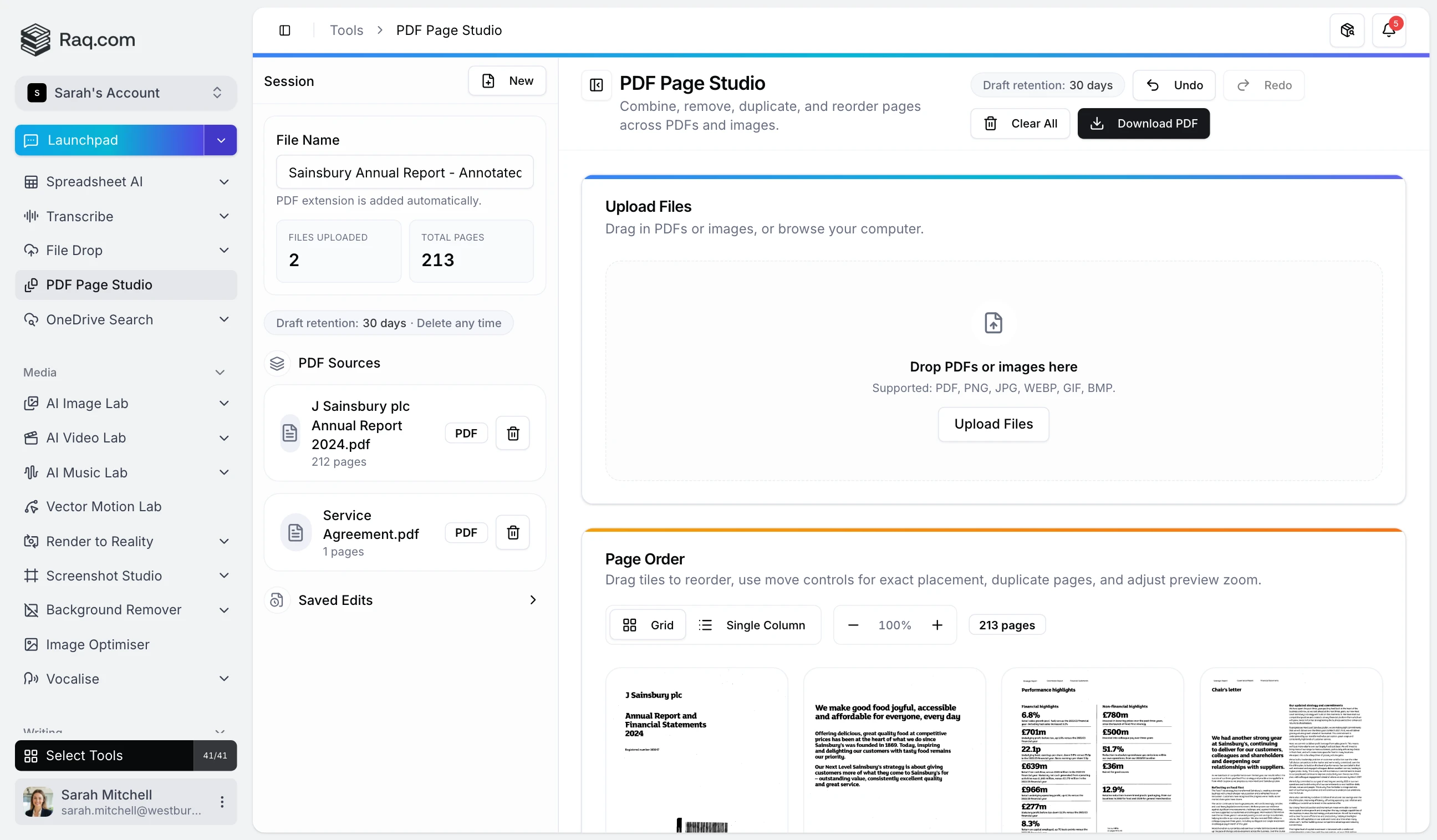 PDF Page Studio interface